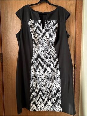 Women’s Dressbarn  Size 20 BLACK Print Bodycon Sleeveless Sheath Dress